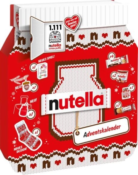 Chocolate Advent Calendar Alternative with 24 Festive Treats and Nutella Mini Gifts for Children and Adults