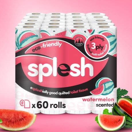 Splesh Quilted Toilet Roll Luxury Watermelon 3-Ply Soft Toilet Paper. 60 Rolls